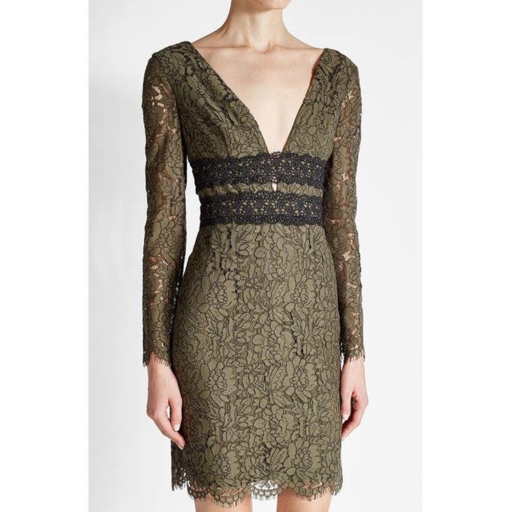 Diane Von Furstenberg Army Green Viera Lace Dress